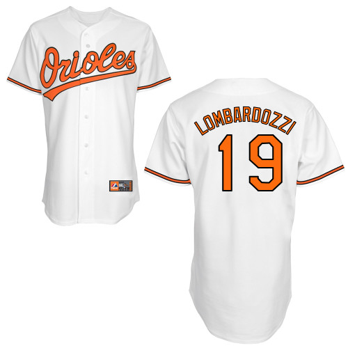 Steve Lombardozzi #19 MLB Jersey-Baltimore Orioles Men's Authentic Home White Cool Base Baseball Jersey